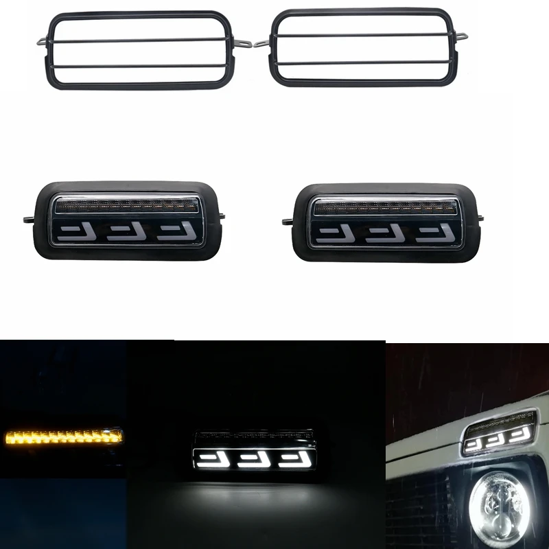 Для Лада Нива 4X4 1995 светодиодный DRL фары с ходовым поворотным сигналом PMMA/ABS пластик функциональные аксессуары Тюнинг Автомобиля - Цвет: Cover3