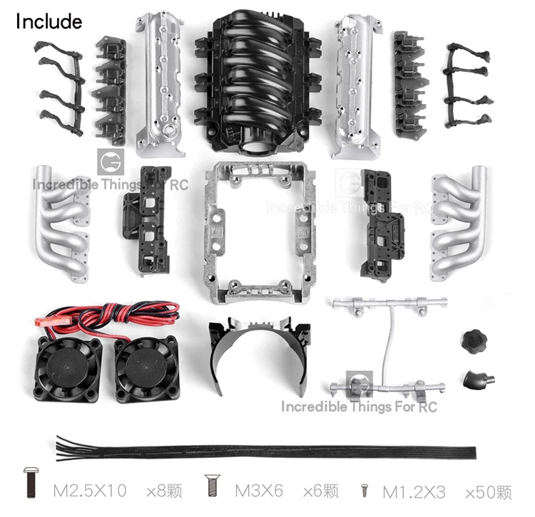 Классический V8 LS7 имитация двигателя вентилятор Радиатор для 1/10 RC Гусеничный автомобиль Traxxas TRX4 TRX6 G500 SCX10 Rc4wd D90 VS4 обновление - Цвет: SILVER