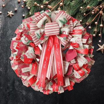 

Christmas Wreath Bowknot Decoration Garland Door Hanging Decoration Fabric Wreath For Home Indoor TP899