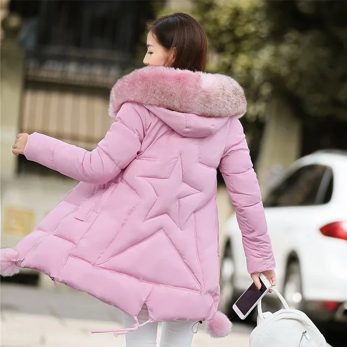 

2018 New Style Large Size Cotton-padded Clothes A- line Cloak Cotton-padded Jacket Mid-length Slim Fit Slimming Thick Warm Korea