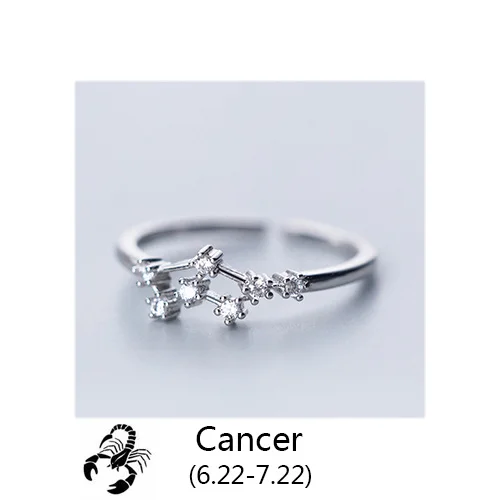 Trustdavis женские 12 Созвездие CZ модные ювелирные изделия из чистого серебра 925 пробы кольца на палец Лучший подарок DA348 - Цвет основного камня: Cancer
