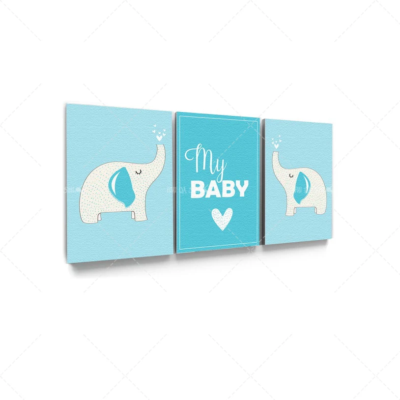 

Canvas Painting Wall Art Nordic Abstract Blue Pink Animal Elephant Kids Poster Funny Elephant Hd Art Kid Living Room Home Decor