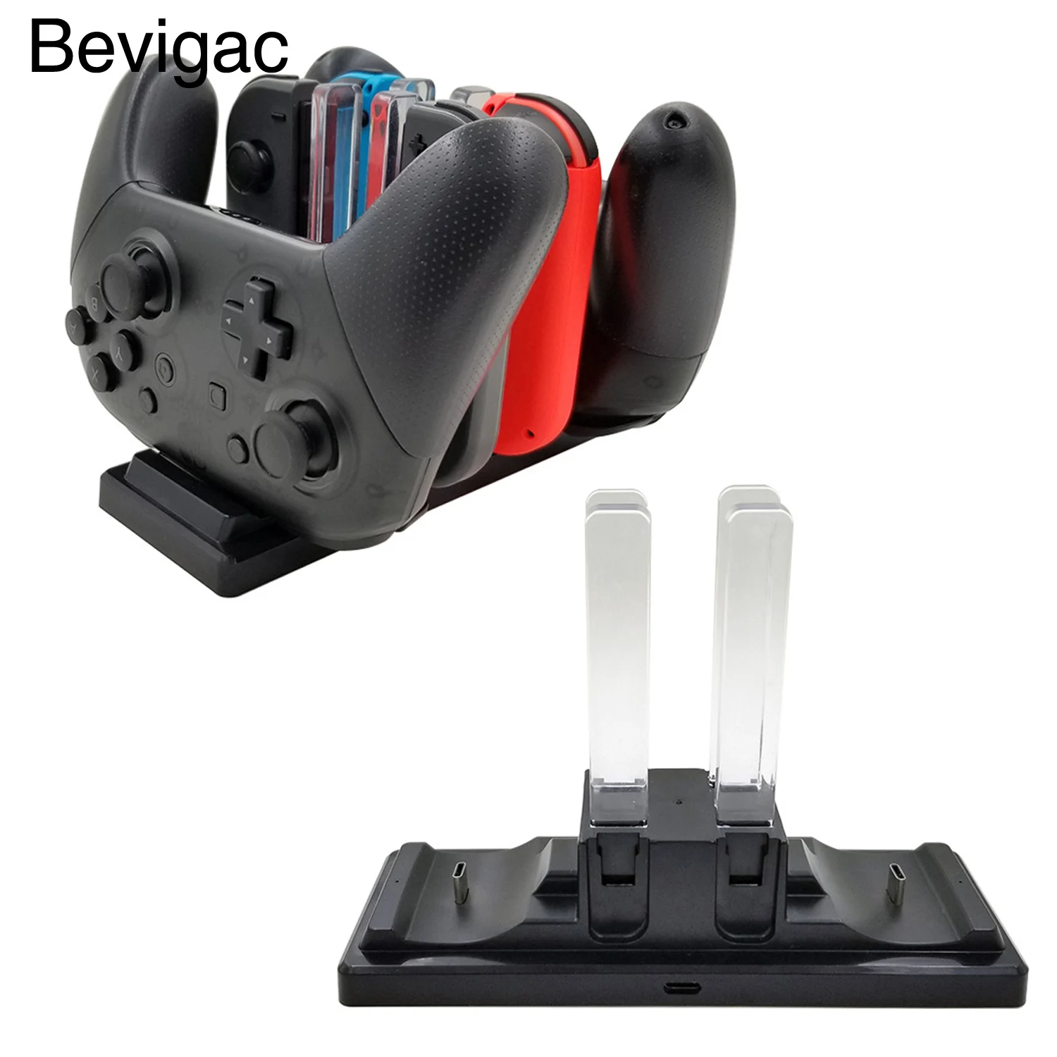 

Bevigac For Nintend 6 in 1 Controller Charging Charger Dock Station Stand for Nintendo Nitendo Switch NS Joy-Con Pro Controllers