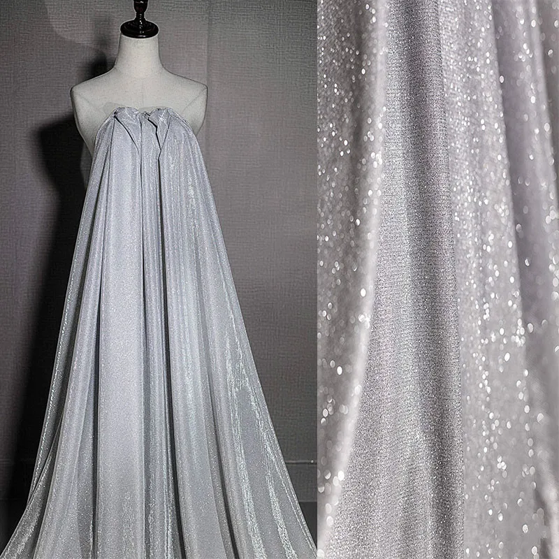 Premium White W/Silver Glitter Sparkle Stretch Tulle Fabric Sold by the ...