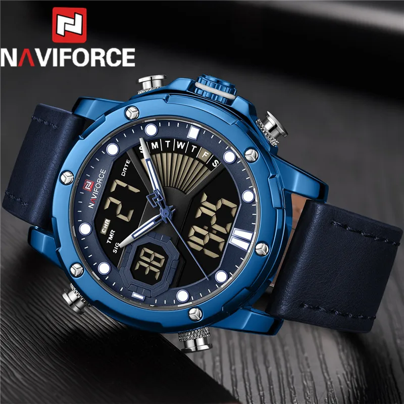 Часы наручные NAVIFORCE Мужские Цифровые спортивные брендовые Роскошные