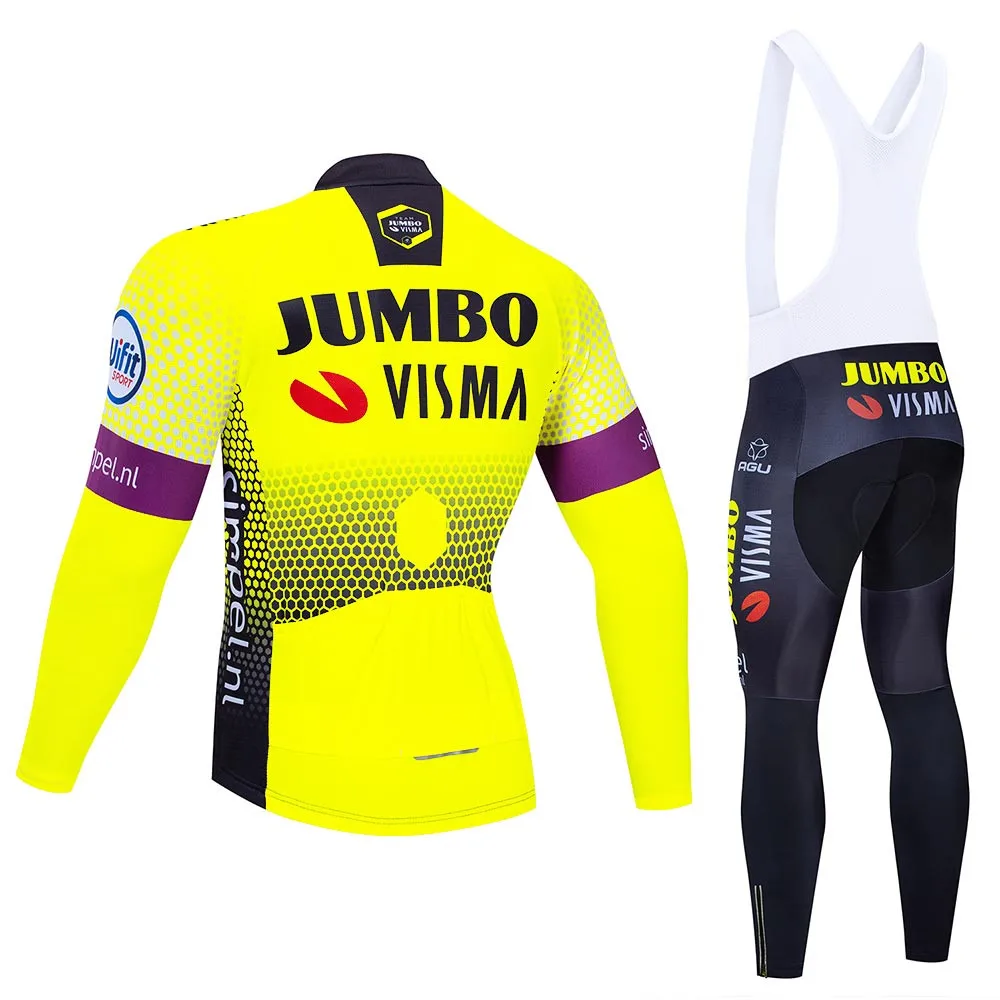 Флуоресцентный JUMBO VISMO Велоспорт Джерси 9D Pad велосипед брюки костюм Ropa Ciclismo термальная флисовая велосипедная Одежда Майо брюки одежда