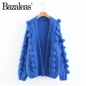 Y72 blue 6252 Lin Fashion Harajuku Женский трикотажный свитер Повседневный Прямая большой крученый фонарь длинный рукав свитер свободный женский кардиган - Цвет: Y72 blue 6252