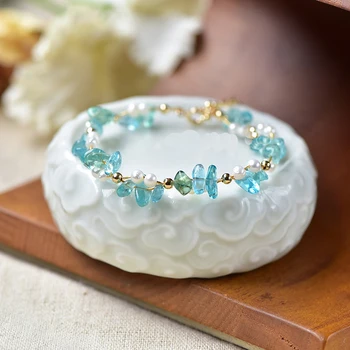 

14KGF Handmade Charms Lapis lazuli Natural Stone Gravel Stone Bracelets for Woman Couple Bracelet Free