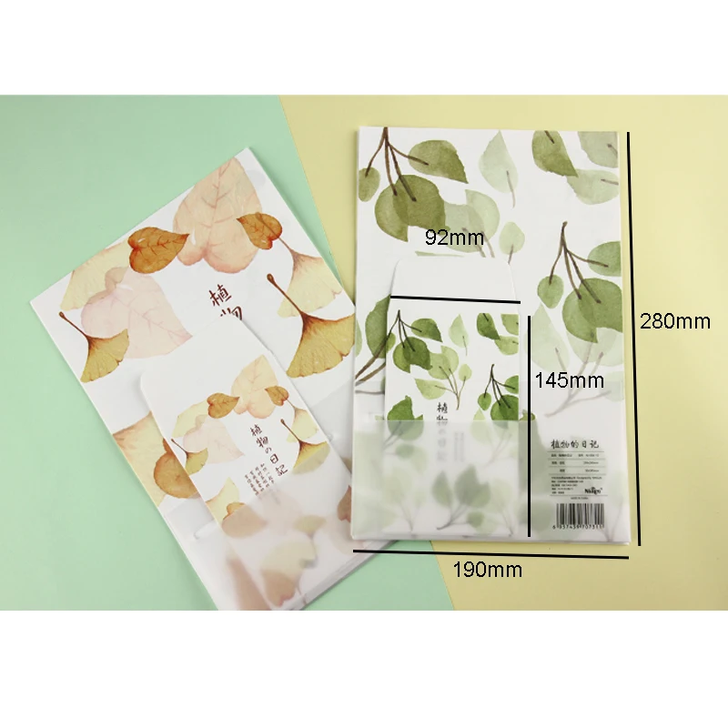 10packs/lot New Plant Diary Small Paper School Office Supplies Christmas Envelope Diary A4 Big Letter Paper With Envelope