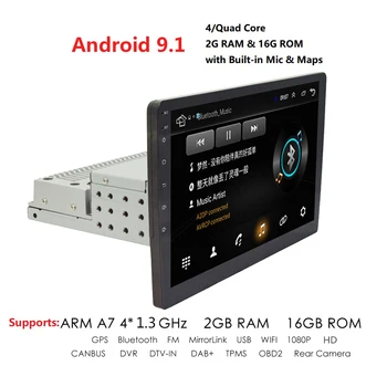 

Android 9.1 1 Din Car radio Multimedia Video Player 10.1" Universal auto Stereo GPS Bluetooth WiFi USB Mirror Link Head Unit