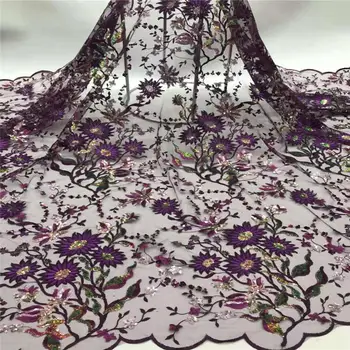 

Sequins Embroidered Lace African French tulle Lace Fabric High Quality Sequins Lace Fabric For Nigerian Dress Party