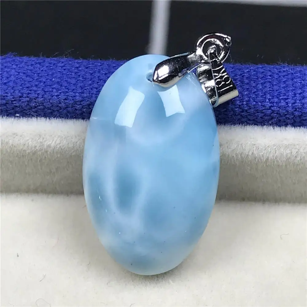 Натуральная синяя подвеска larimar для женщин, 21x13x7 мм, бусины в стиле Доминика, кристалл, овальный, прозрачный камень, модное ожерелье, подвеска, ювелирное изделие AAAAA
