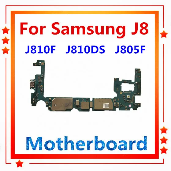 Разблокирована для samsung Galaxy J8 J810F J810DS J805F материнская плата 32 г/64 г ОС Android Одиночная/двойная SIM с чипом Материнская плата логическая плата