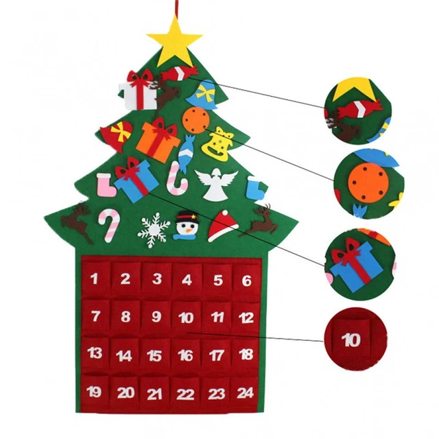 Christmas Advent Calendar 2021 Wall Hanging Santa Felt Christmas Tree Advent  Calendar With 24 Days Pockets,xmas Countdown Gifts - Fabric Decorating -  AliExpress