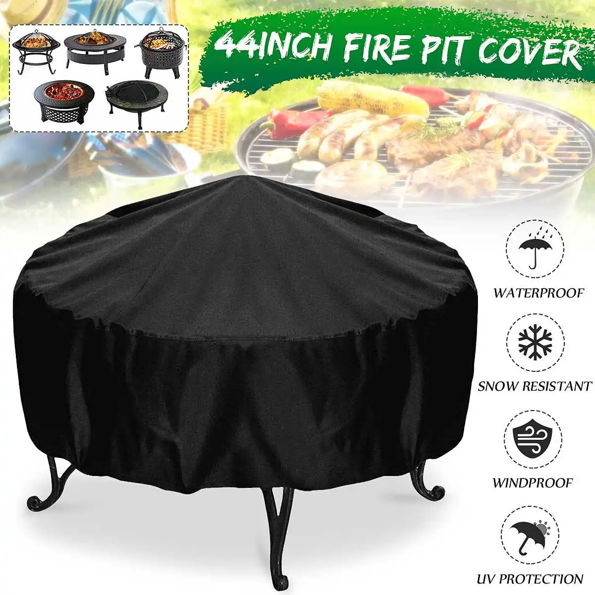 Protector impermeable de poliéster para exteriores, protector redondo de 112cm para Patio, fácil de limpiar, para el jardín, antipolvo para cocinar barbacoa