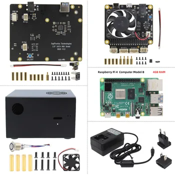 

Raspberry Pi 4 Model B Board + X825 SSD&HDD SATA Board with Metal Case + X735 Power Management Board + DC 5V 4A Power Supply Kit