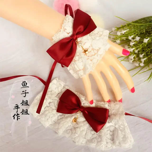 Introducing the Lolita Hand Cuff Versatile Lace Bow SOFT Girl Bracelets