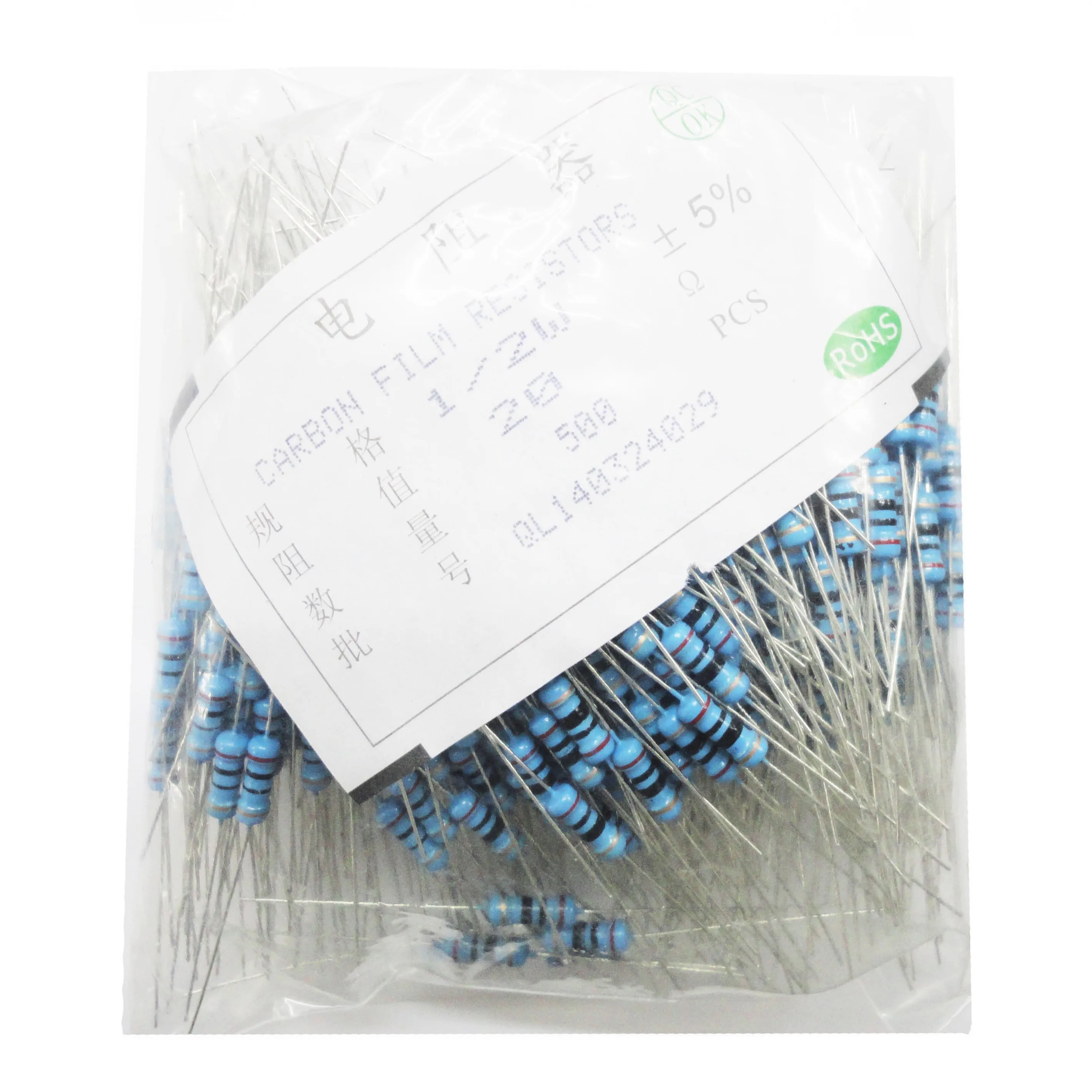 500pcs/lot 1/2W 100R 100 Europe Brand New Blue Paint Carbon Film Resistance Bag Free Shipping | Электронные компоненты и