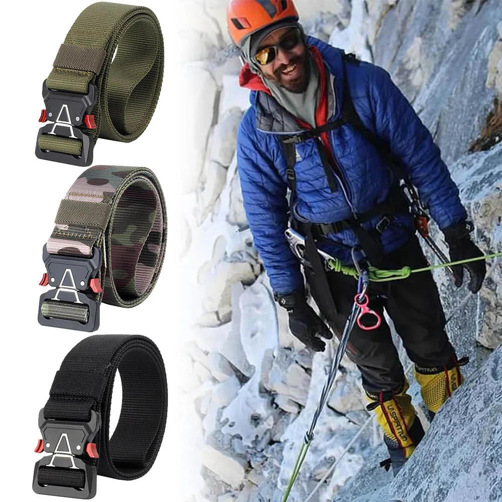 

Tactical Rigger Belt Webbing Waist Belt Heavy Duty Quick Release Buckle Outdoor ALS88