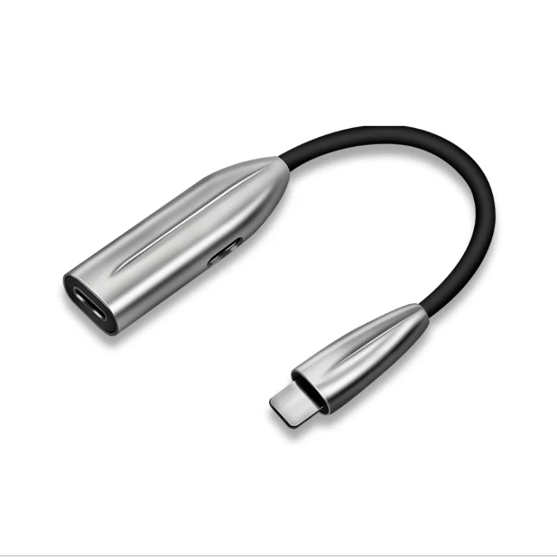 Silvery Цинковый сплав 2в1 для iphone7 8 X XR XSMAX 11pro max наушники и зарядное устройство адаптер двойной Lightning кабель конвертер - Цвет: Silvery