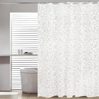 

Simple Bath Curtain White Geometric Printed Protection PEVA Shower Curtains Plastic Waterproof Mold Proof Bathroom Products
