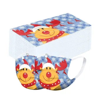 

Disposable Unisex Mask 50pcs Adults Non-woven Meltblown Christmas Printed Mask 3 Layers Ply Filter Earloops Mask Mascarillas