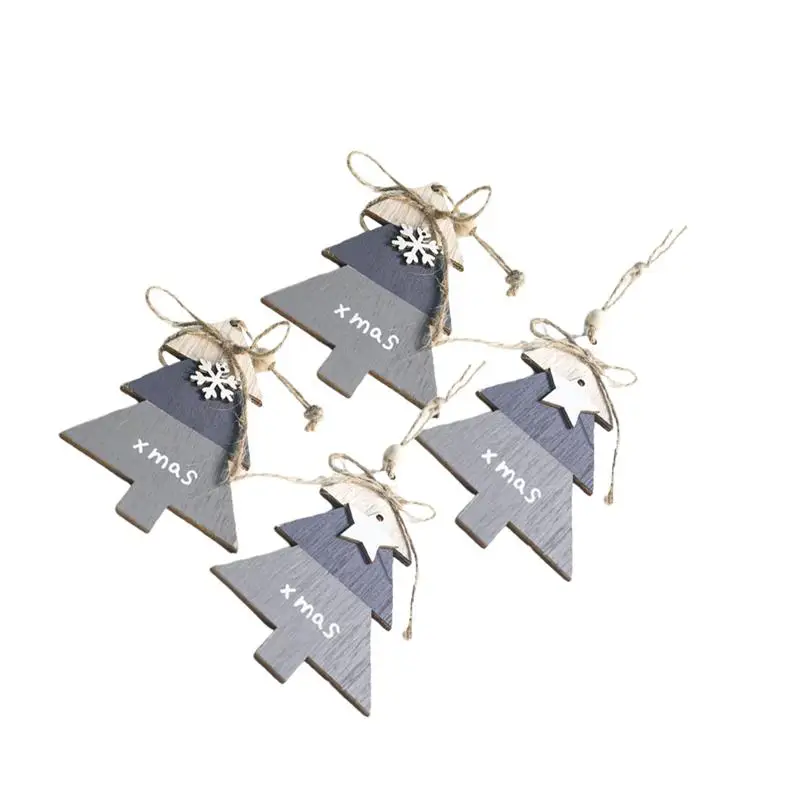 4Pcs Pendants Christmas Tree Shaped Lovely Pendant Wooden Pendant Cute Ornaments Party Hangings for Party Christmas
