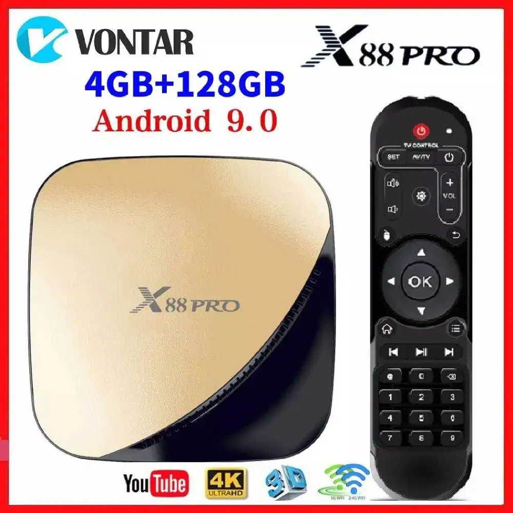 Online X88 PRO Smart TV BOX Android 9,0 4GB de RAM 32GB 64GB 128GB ROM RK3318 Quad core WIFI 4K GooglePlay YouTube reproductor de medios 2G16G