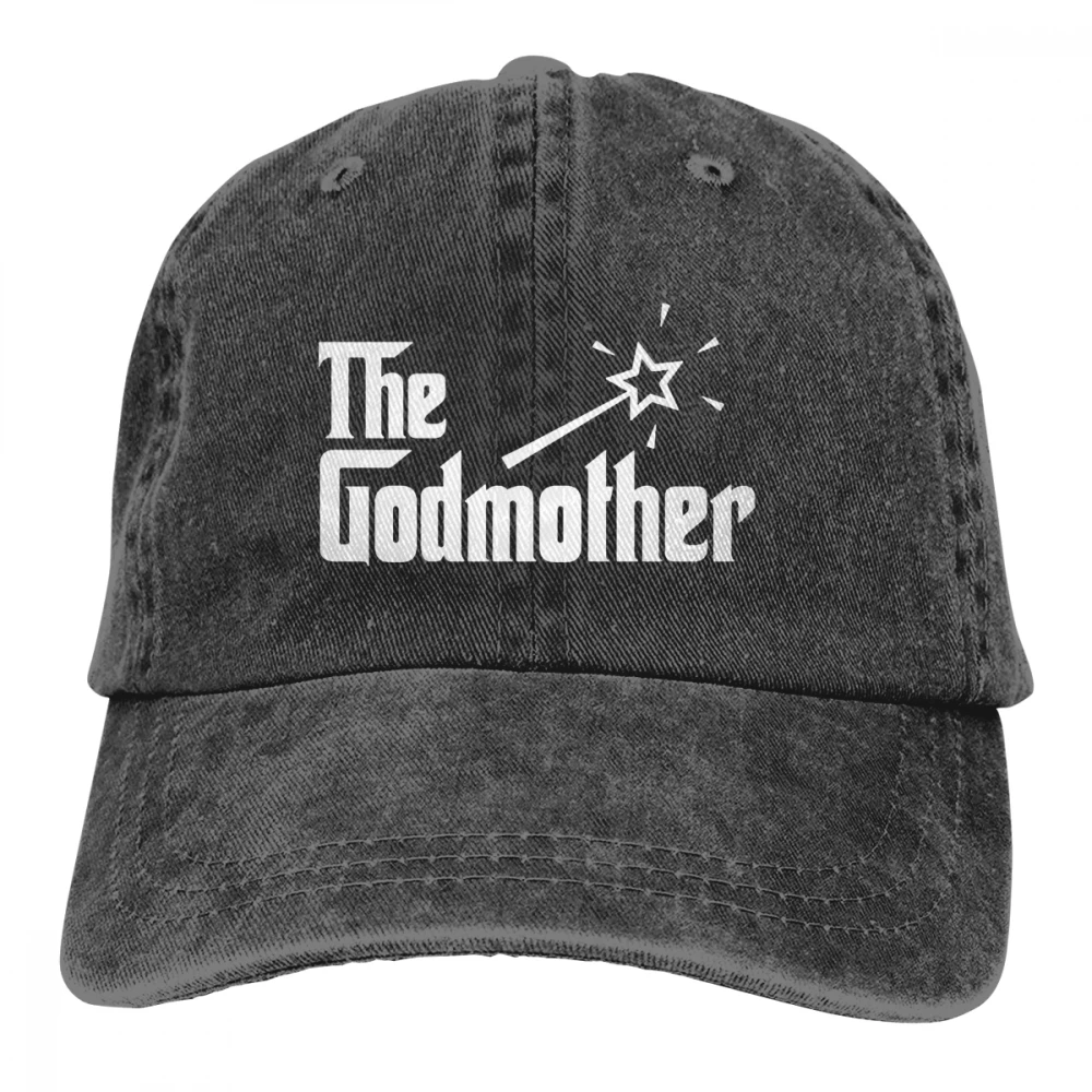 The Godmother Casquette, Черная мужская и женская джинсовая бейсболка, регулируемая бейсболка для гольфа