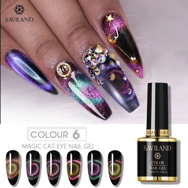 

SAVILAND Chameleon 3D/9D Cat Eye Nail Gel Polish Starry Sky Jade Effect Soak Off UV Gel Varnish Nail Art Design Manicure