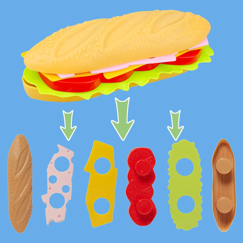 Children Simulation Kitchen Food Toys Pretend Play Hamburger Hotdog French Fries