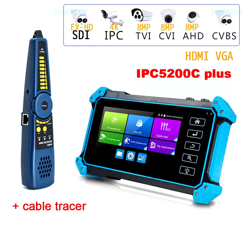 5-дюймовый CCTV тестовый монитор IPC5200/ IPC5200C PLUS HD коаксиальный 8MP IP CVI TVI AHD SDI