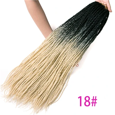 VERVES 24 дюйма Омбре Сенегальские скрученные волосы 1 упаковка крючком косички 30 корней/упаковка синтетические косички волосы для женщин серые, bonde - Цвет: P2/613