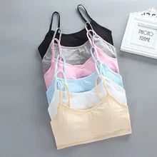 

Solid Color Women Tube Tops Teenage Underclothes Girls Lingerie Thin Strap 1Pcs Padded Bras Soft Cotton Sexy Tops