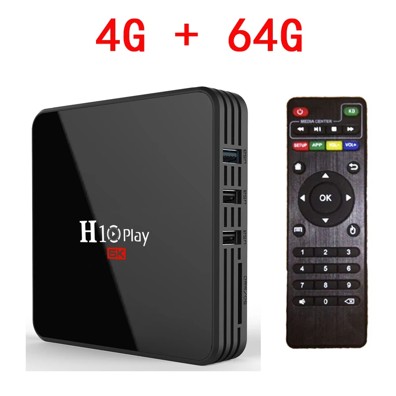 H10 PLAY Android 9,0 Smart tv Box 4 Гб 64 Гб 32 Гб Allwinner H6 четырехъядерный 6K H.265 2,4 ГГц Wifi приставка Android box PK MX10 PRO - Цвет: 4G 64G TV BOX