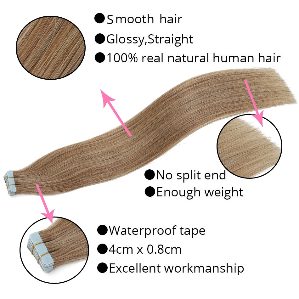 MRSHAIR 40pcs Tape In Human Hair Extensions 14
