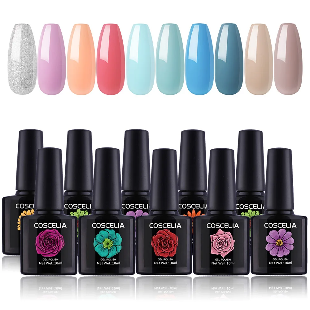 Gel Polish Kit 3 COSCELIA 10/15 шт. Цвета био-Гели Soak Off Гель-лак для ногтей, Лаки профессиональные полу Перманентный Нейл-арт лак гель ВЫЛЕЧИТЬ УФ-лампа набор для ногтей - Цвет: Gel Polish Kit 3
