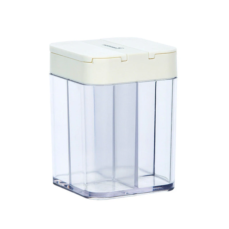 Seasoning Box Four-Divided Transparent Plastic Storage Box Cooking Bottle Seasoning Jar Hand-Press Household Kitchen Supplies 6
