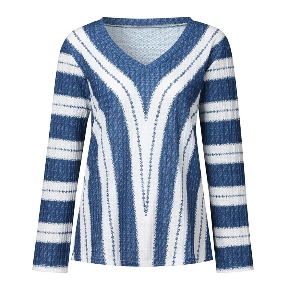 New Women Deep V Striped Thin Sweater Autumn Knitwear Tops Casual Long Sleeve Shirt Jumper Pull Femme Knitted Pullover Blusas