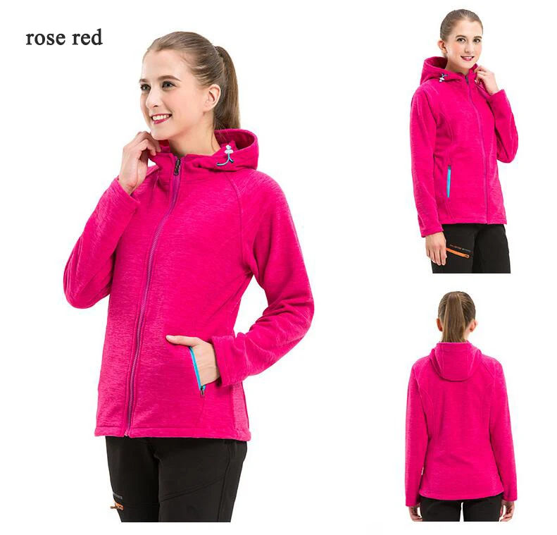 New Men Women Solid Color Running Jackets Outdoor Sports Male Female Windproof Hooded Coats Thermal Fleece Hiking Jacket