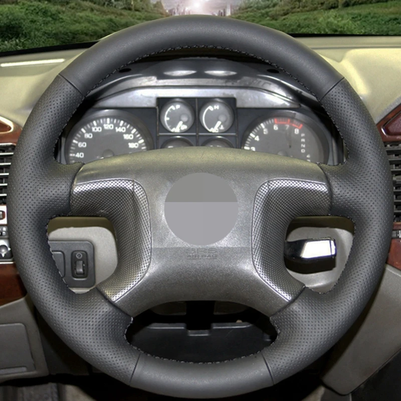 Черная искусственная кожа DIY сшитый вручную чехол рулевого колеса автомобиля для Mitsubishi Pajero 2004 2005 2006 2007 2008 2009 2010