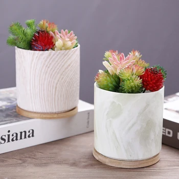 

Nordic Ceramic Marbling Flower Container Green Plant Succulents Pot With Hole Home Office Desktop Plant Pot Mini Decor