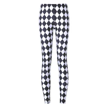 

Spring and Autumn Thin Digital Printing Black and White Diamond Tight