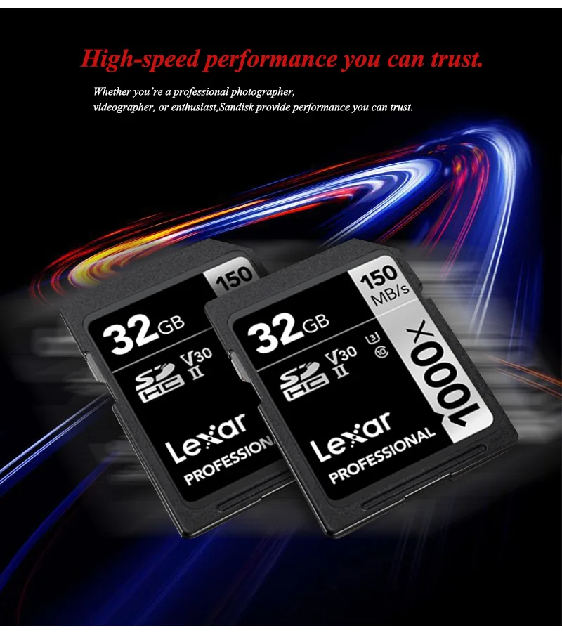 Lexar профессиональная sd-карта 128 ГБ 1000x UHS-II U3 SDHC SDXC 32 Гб карта памяти 16 Гб 64 ГБ карта SD 150 МБ/с./с класс 10 картао де Мемория