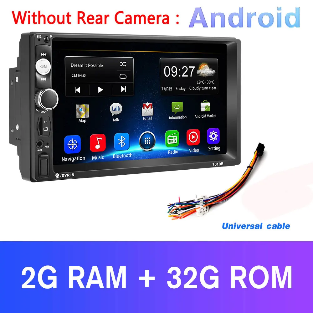 AMPrime Android Автомагнитола стерео 2din " автомобильный мультимедийный 2din gps навигация WiFi MP5 плеер Mirrorlink стерео аудио резервная камера - Цвет: 2Gand32GB andradio
