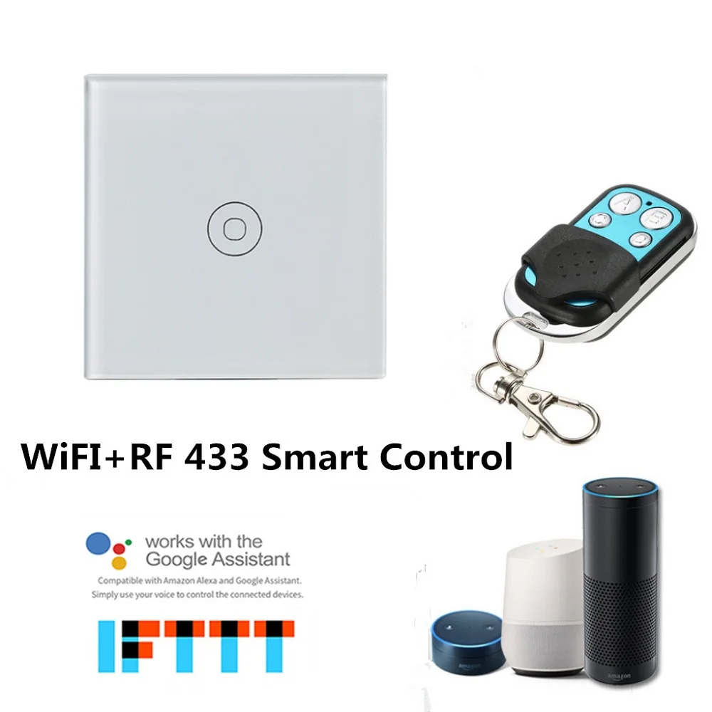 Timethinker ЕС Стандартный, Wi-Fi+ RF Tuya 1/2/3 Стекло Панель настенный светильник Управление er для работы Alexa Google Home 433 дистанционного Управление