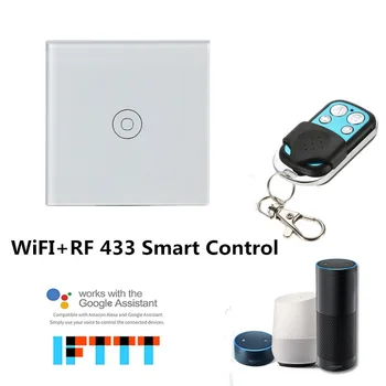 

Timethinker EU Standard WiFi+RF Tuya 1/2/3 Gang Glass Panel Wall Light Controler Work For Alexa Google Home 433 Remote Control