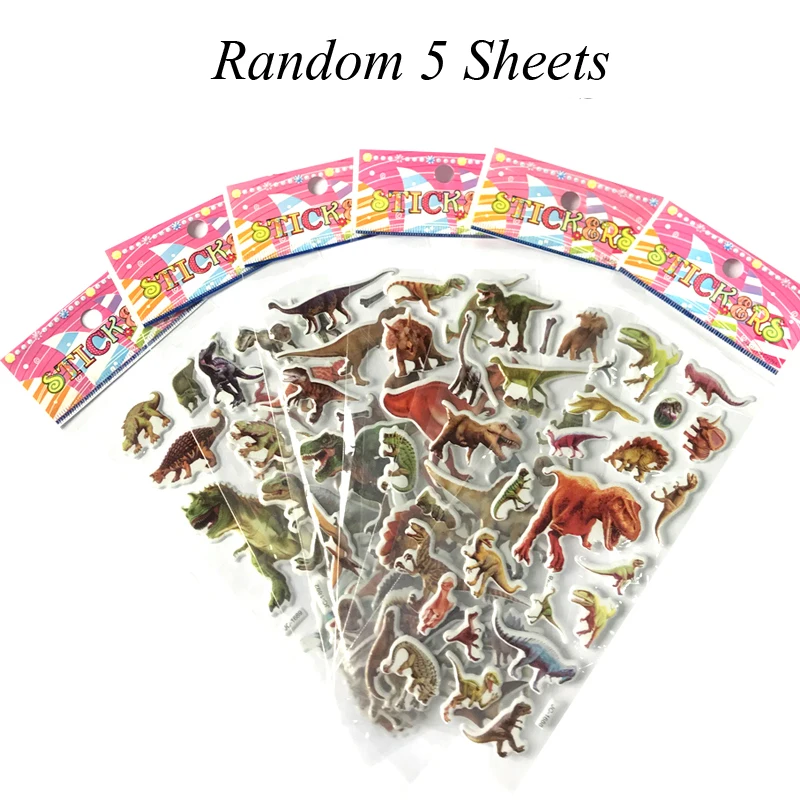 25/10/5 Sheets 3D Puffy Bubble Stickers Cartoon Princess cat Waterpoof DIY Baby Toys for Children Kids Boy Girl GYH - Цвет: 5 Jurassic