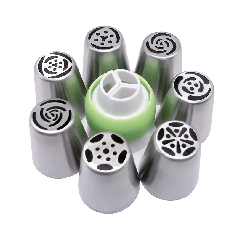 13PCS Pastry Nozzles Coupler Icing Pastry Bag Piping Tips Sets Stainless Steel Rose Cream Bakeware Cupcake Cake Decorating