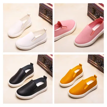 

Fashion Princess Casual Shoes With Non-Slip Wear-Resistant Sole,Girls Comfortable PU Leather Solid Color Flats Slip-on Shoes